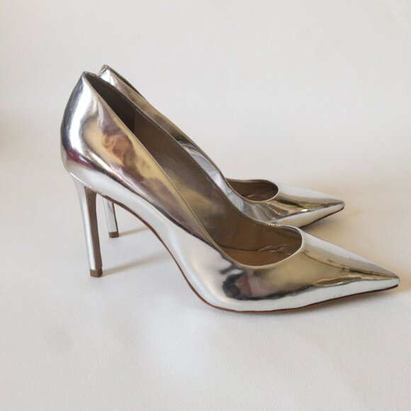 Schutz Lou Metallic Silver High Heel Pumps SZ 9  Pointed-Toe - Picture 7 of 10